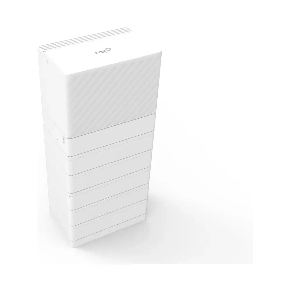 Fox ESS PowerQ PQ1 all-in-one inverter and EQ5000 battery system in perspective view